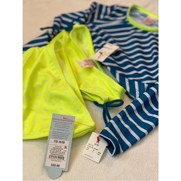 Cat & Jack Girls’ Long Sleeve Neon Green Bikini Swimsuits 3pc Set XS NWT - Picture 5 of 5